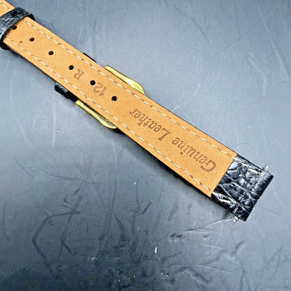 Vintage John Weitz Ladies Watch Band Genuine Leather Black 12mm Used